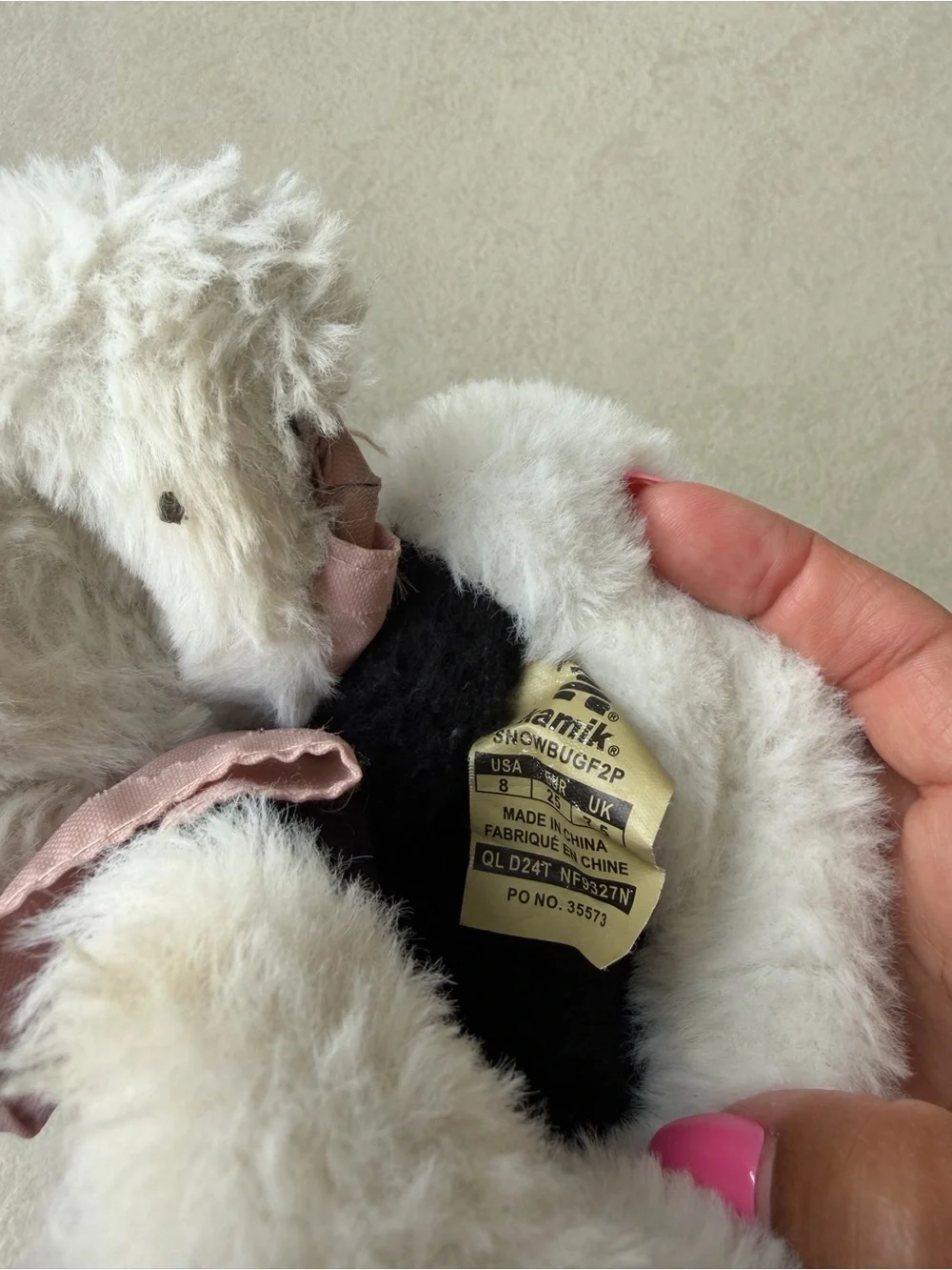 Mud Australia Pink and White Faux-Fur Baby Booties